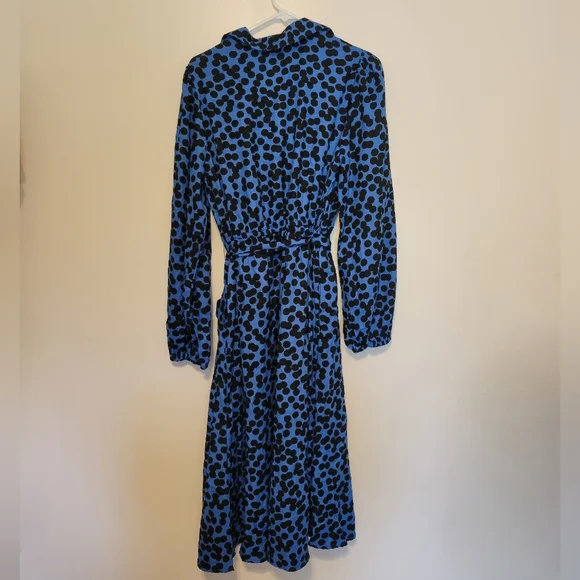 🎯nwot ava & viv blue & black polka dot buttondown Belted shirtdress - Picture 4 of 5